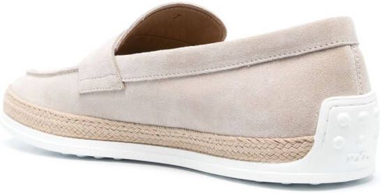Tod's penny-slot suede loafers Neutrals