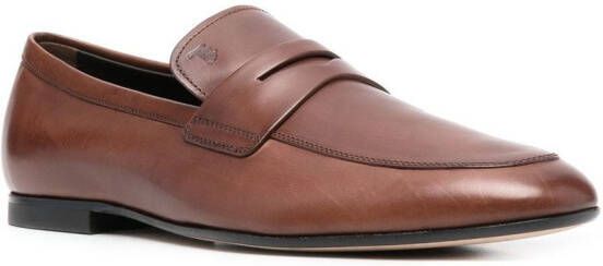 Tod's penny-strap leather loafers Brown