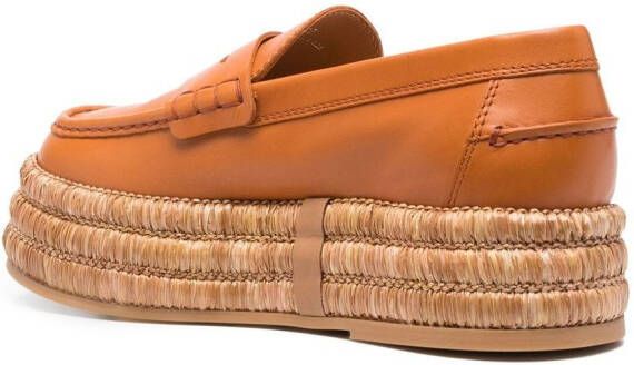 Tod's platform leather loafers Orange
