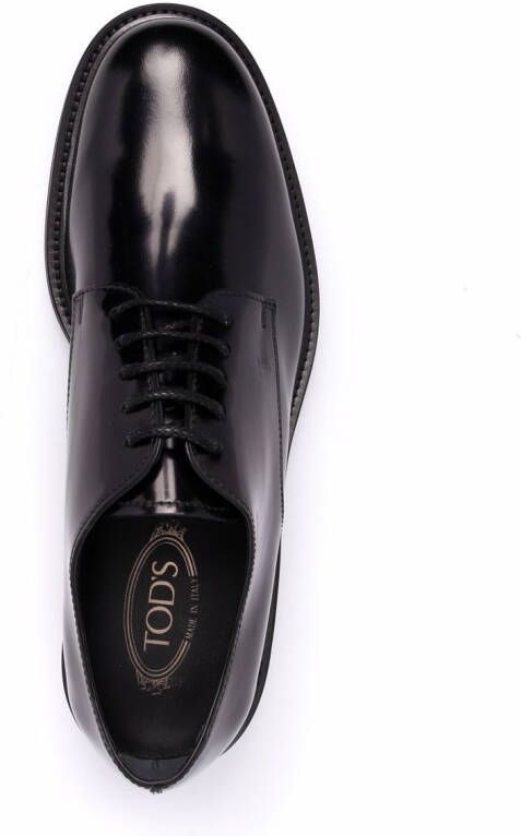 Tod's polished leather derby shoes Black