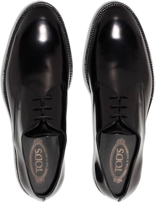 Tod's polished leather derby shoes Black