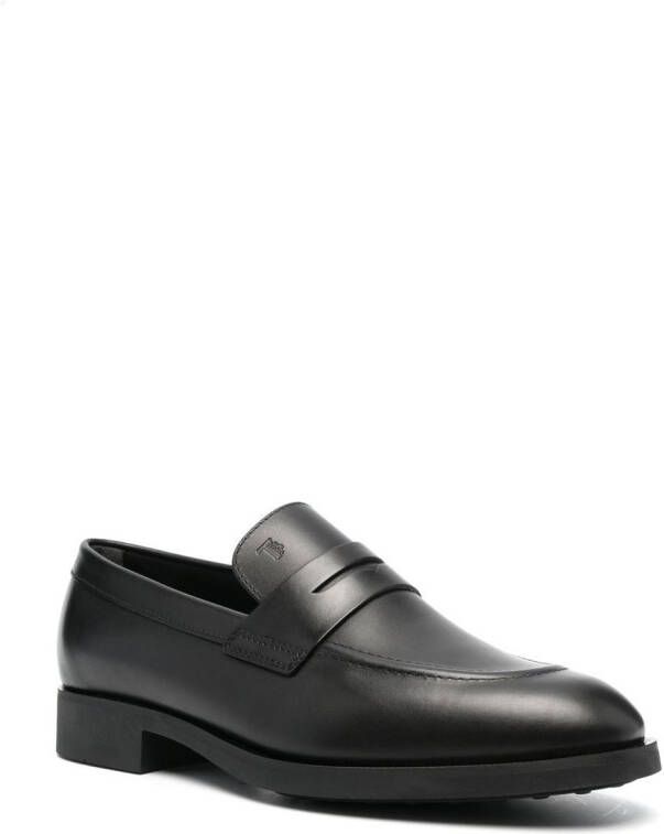 Tod's polished leather loafers Black