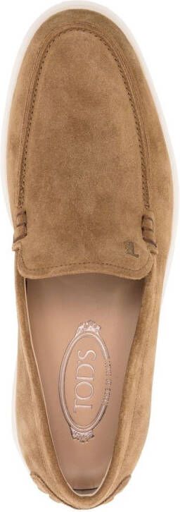 Tod's ridged-sole suede loafers Brown