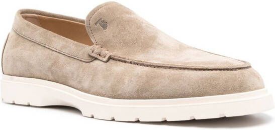 Tod's ridged-sole suede loafers Grey