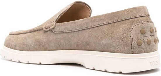 Tod's ridged-sole suede loafers Grey