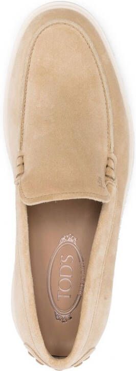 Tod's ridged-sole suede loafers Neutrals