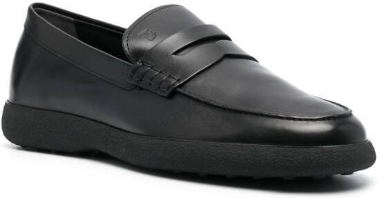 Tod's round-toe leather loafers Black