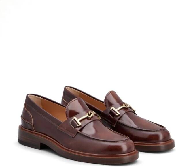 Tod's round-toe leather loafers Brown