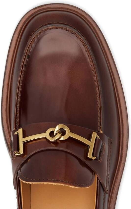 Tod's round-toe leather loafers Brown