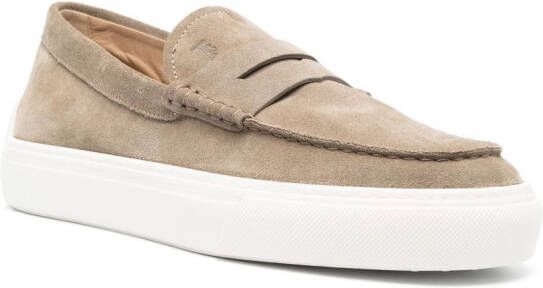 Tod's round-toe rubber-sole suede loafers Neutrals