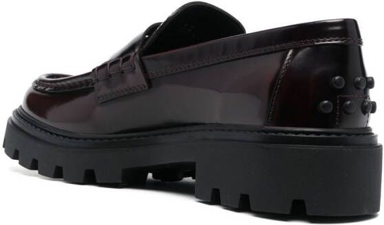 Tod's semi-patent leather loafers Red