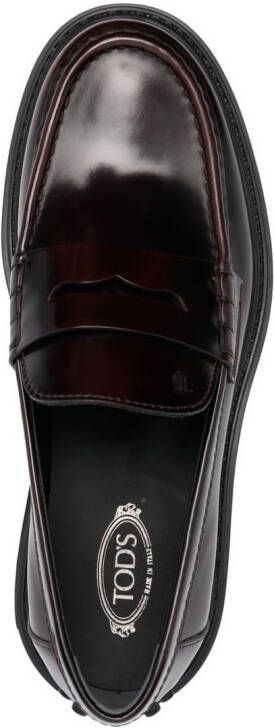 Tod's semi-patent leather loafers Red