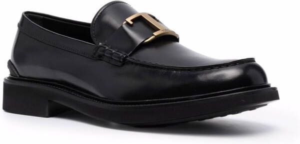 Tod's semi-shine leather loafers Black
