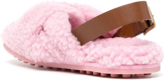 Tod's slingback shearling sandals Pink