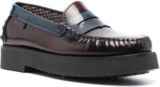 Tod's two-tone leather loafers Red