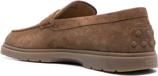 Tod's Slipper penny-slot suede loafers Brown