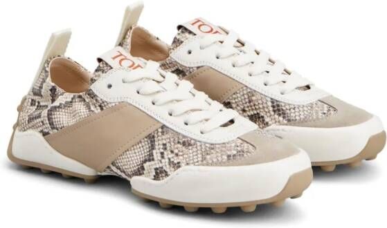 Tod's snake-print leather sneakers Neutrals
