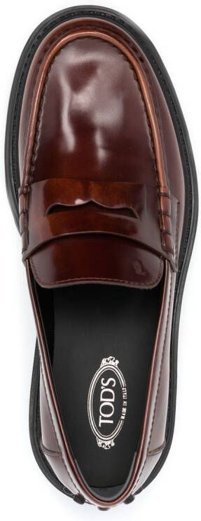 Tod's spike-stud embellished loafers Brown