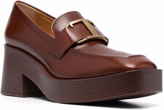 Tod's square-toe leather loafers Brown