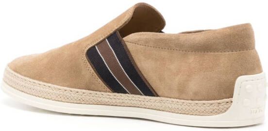 Tod's striped suede loafers Brown