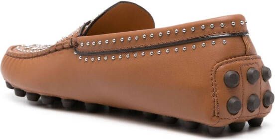 Tod's stud-embellished loafers Brown