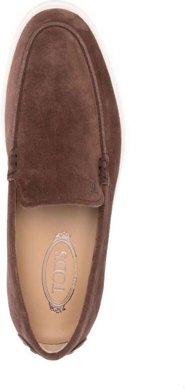 Tod's suede almond-toe loafers Brown