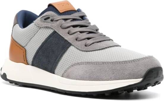 Tod's suede-panel ribbed sneakers Grey