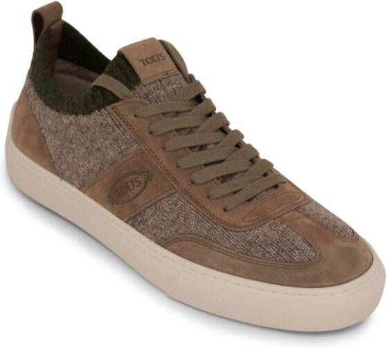 Tod's suede panelled low-top sneakers Brown