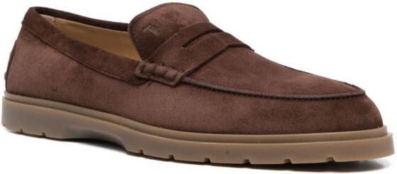 Tod's suede penny loafers Brown