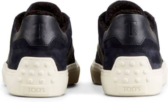 Tod's suede shearling-lined sneakers Blue