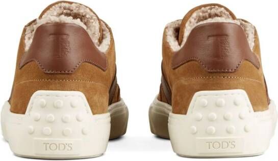 Tod's suede shearling-lined sneakers Brown