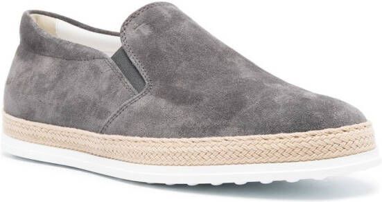 Tod's suede slip-on loafers Grey
