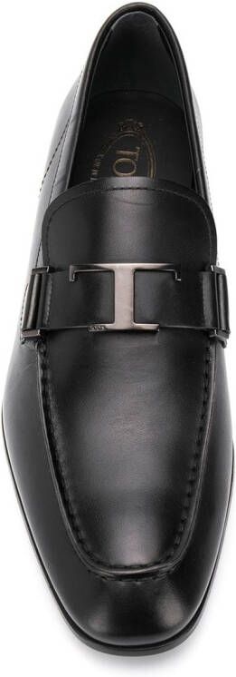 Tod's T logo leather loafers Black