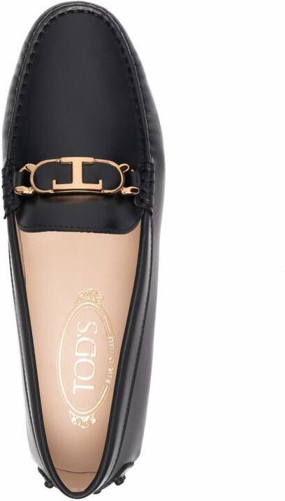 Tod's T logo plaque loafers Black