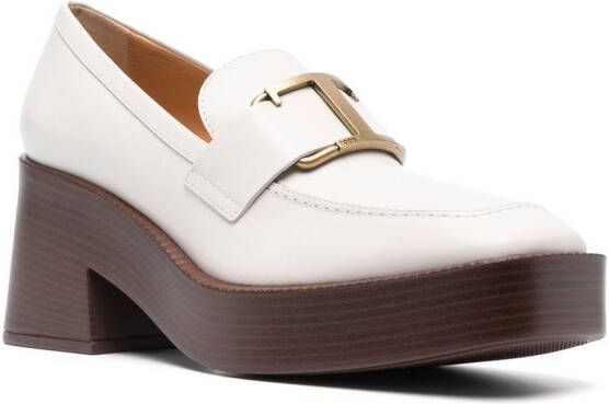 Tod's T logo-plaque platform loafers White