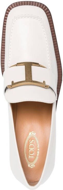 Tod's T logo-plaque platform loafers White