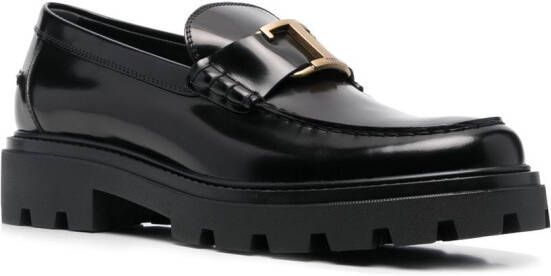 Tod's T monogram ridged loafers Black