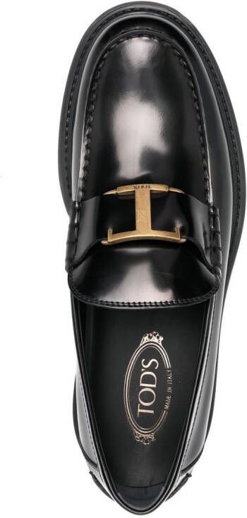 Tod's T monogram ridged loafers Black