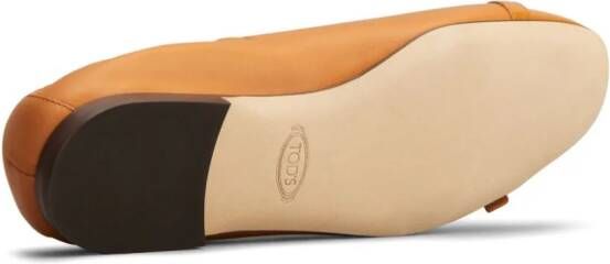 Tod's T-plaque leather ballerina shoes Brown