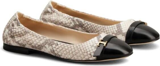 Tod's T-plaque snakeskin-effect ballerina shoes Neutrals