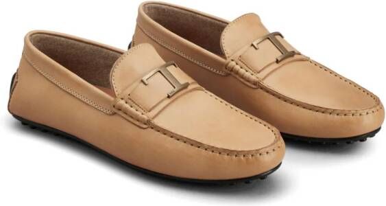 Tod's T Timeless logo-plaque loafers Brown