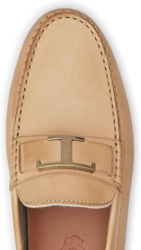 Tod's T Timeless logo-plaque loafers Brown