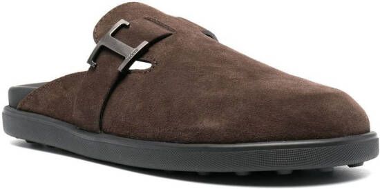Tod's T Timeless suede slides Brown