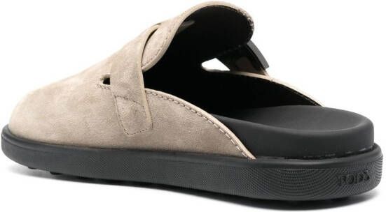 Tod's T Timeless suede slides Neutrals