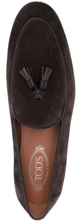 Tod's tassel-detail suede loafers Brown