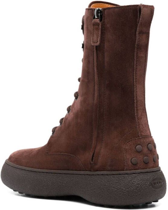 Tod's WG lace-up suede ankle boots Brown