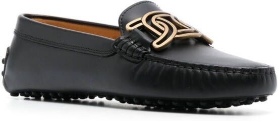 Tod's woven-detail driving shoes Black