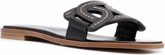 Tod's woven logo slide sandals Black