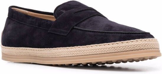 Tod's woven-trim penny loafers Blue