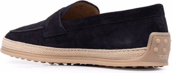 Tod's woven-trim penny loafers Blue